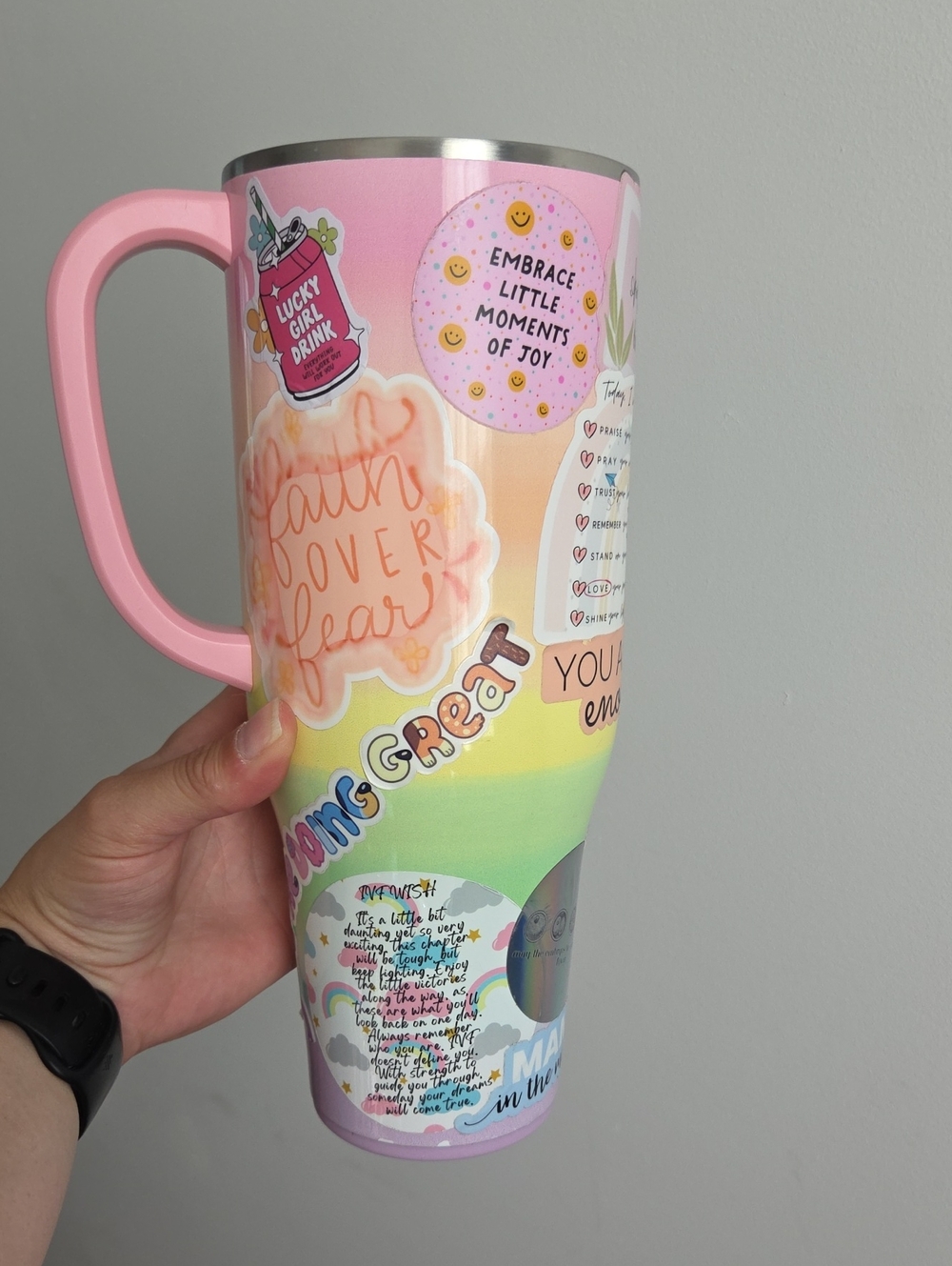RAINBOW Inspirational Sticker Travel Tumbler "IVF"